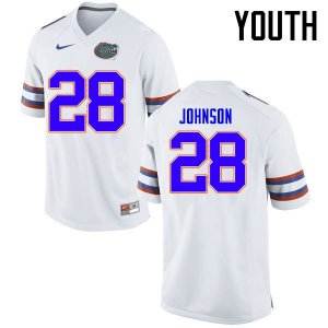 Youth Florida Gators #28 Kylan Johnson NCAA Nike White Authentic Stitched College Football Jersey EBJ1862ZI